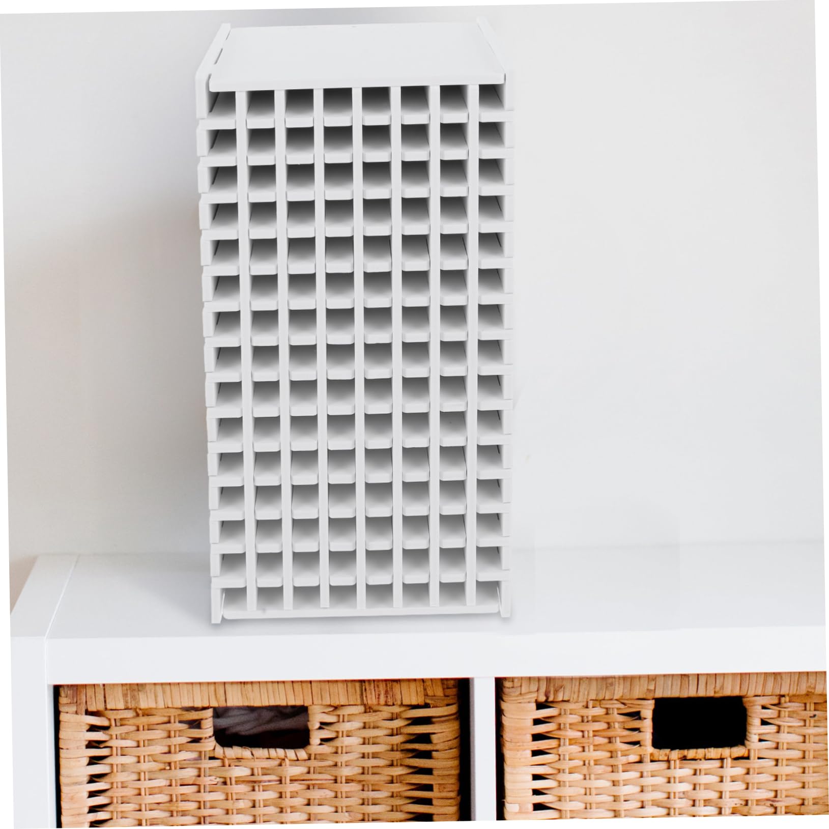 Organizzatore da Scrivania in Legno Bianco Compartimenti per Penne, per Decorazioni Scuola e Ufficio, Robusto e Funzionale per Tavolo Ufficio