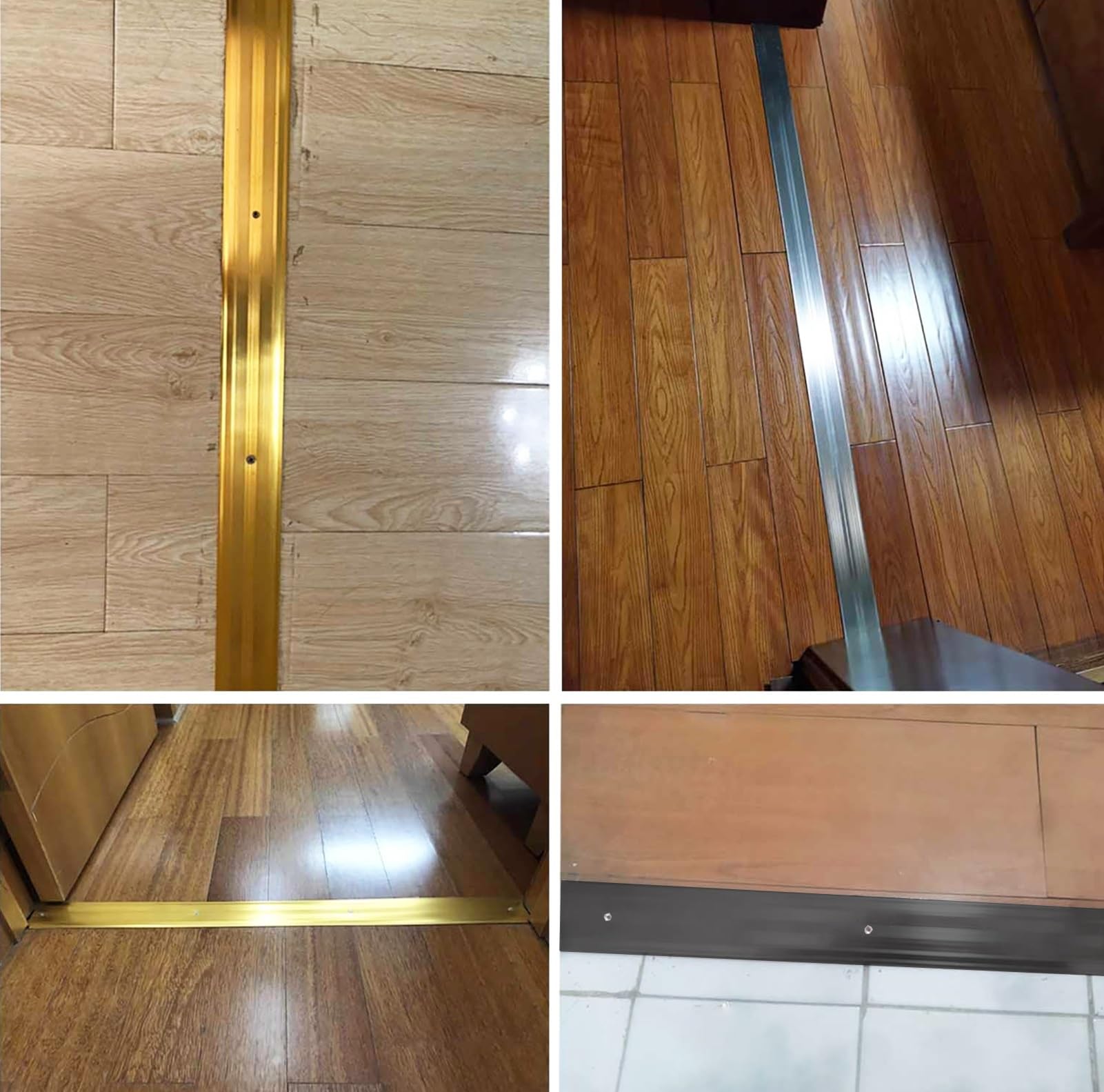Schwarze Metall-Boden-Übergangsstange, 90 cm, 150 cm lang, mit Schraubnägeln, schneidbar, Türschwellenteiler für Türen