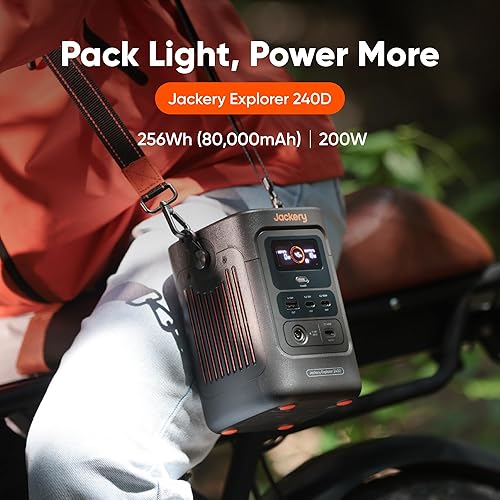 Miniatura 8 de Jackery Explorer 240D Power Bank, 80,000mAh LiFePO4 Battery Portable Power Station, 200W DC Output,1-Hour Fast Charging, Compact for Outdoor