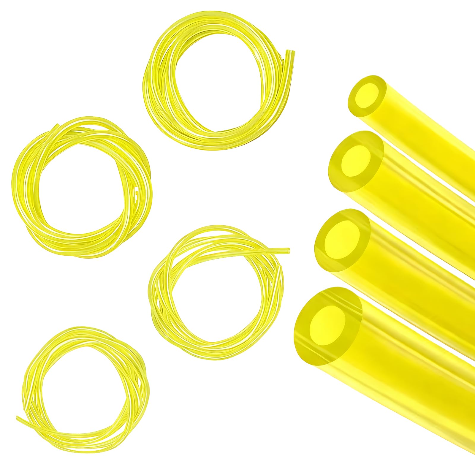 4 Sizes Strimmer Fuel Line, Petrol Fuel Line Hose Tube, Universal Petrol Pipe Replacement for String Trimmer Chainsaw Blower Lawn Mower and Other Outdoor Power Tools