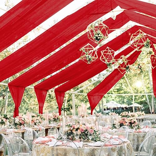 FUHSY Cortinas de techo rojas para boda cortinas de arco de boda 6 paneles de 5 x 10 pies tela de gasa telón de fondo para boda cortinas de tul disponible en Yaxa Colombia
