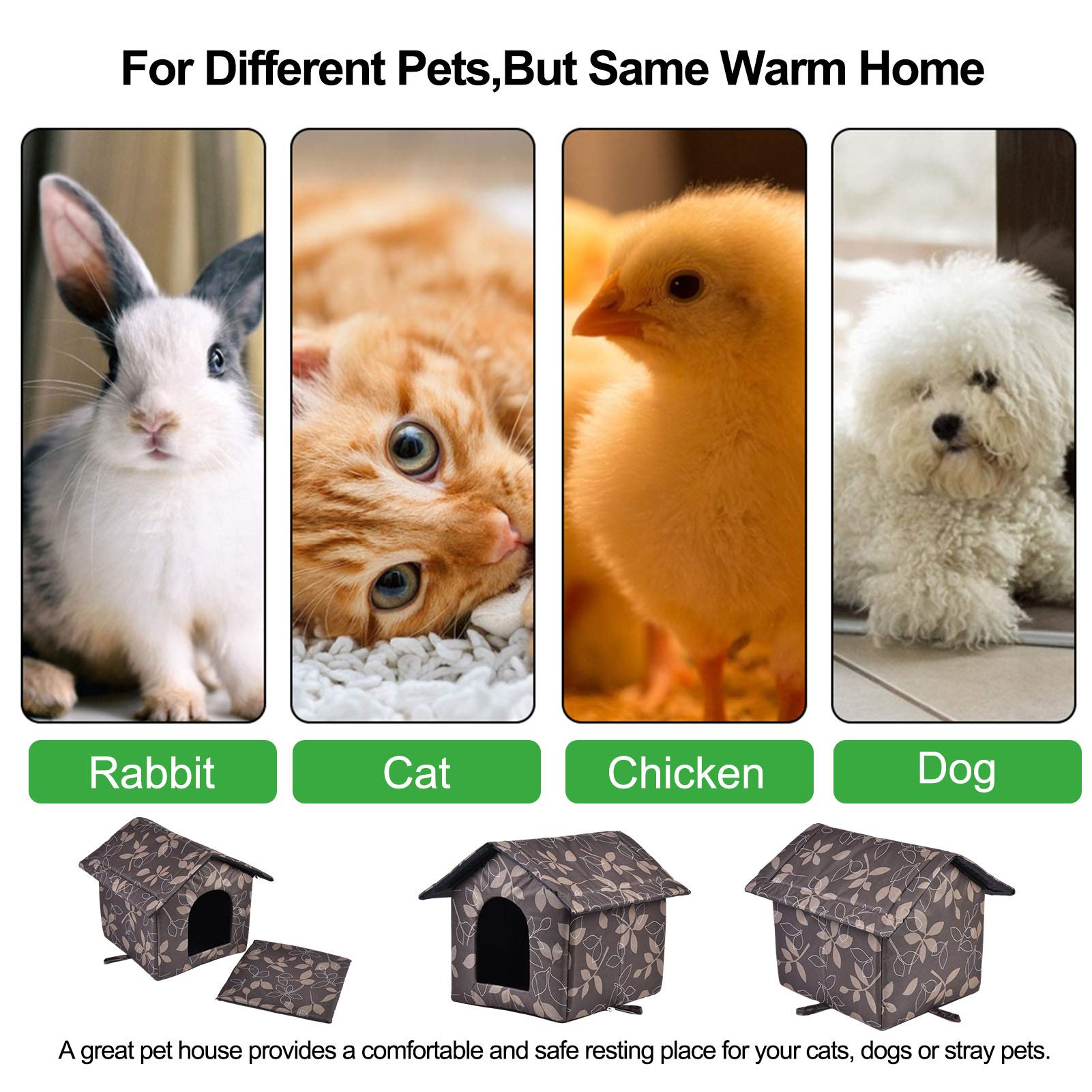 Katzenhaus Für Draußen Winterfest, Faltbare Wasserdicht Wetterfester Katzenhöhle Haustierhaus, Weich Warm Haustierhaus Outdoor Hundehöhle Mit Abnehmbarem Kissen Für Kleine Hund Katze (L)