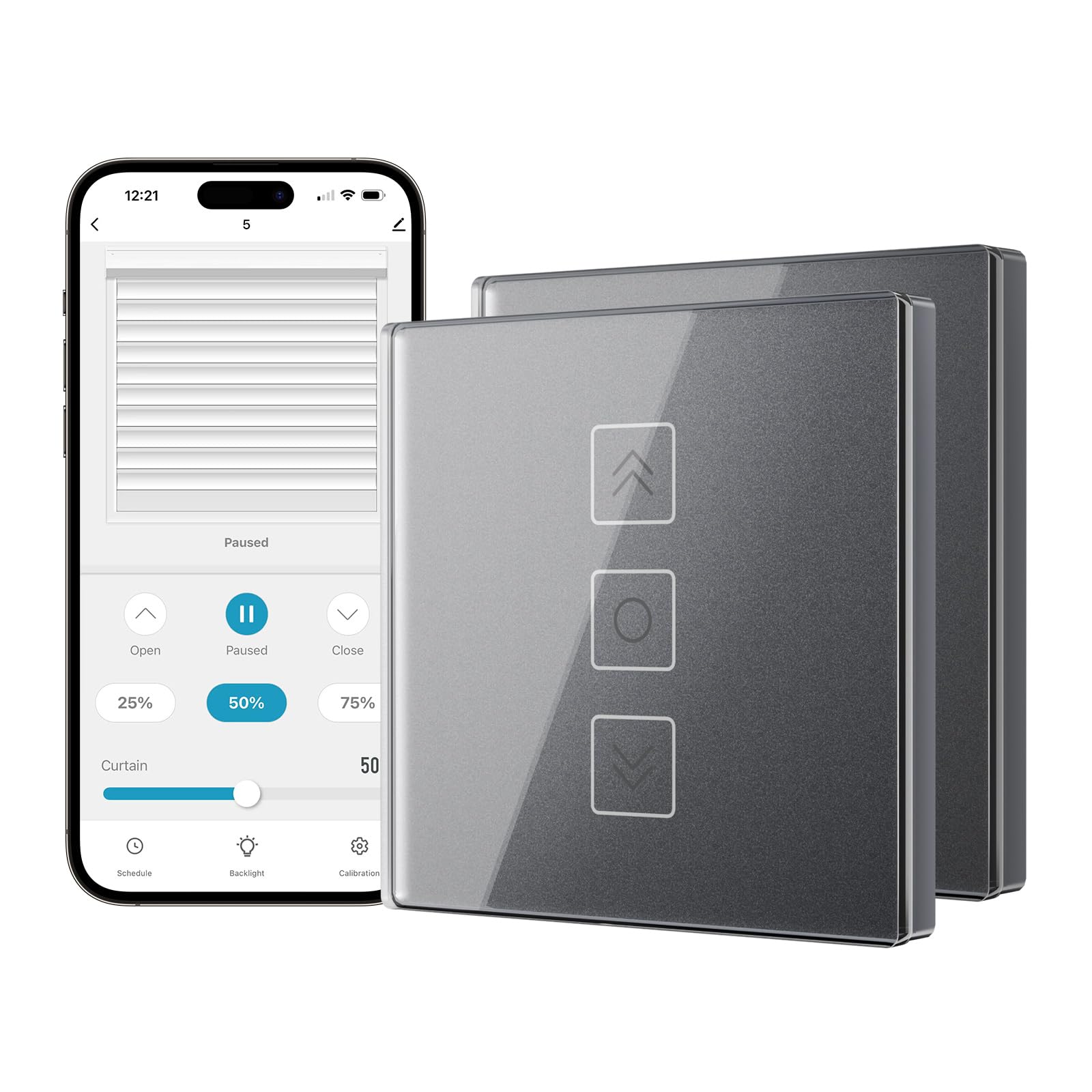 80x 80mm bezprzewodowy przełącznik rolet 80 x 80 mm, inteligentny przełącznik żaluzji sterowanie przez Smart Life, kompatybilny z Alexa/Google Assistant, wymagany przewód neutralny