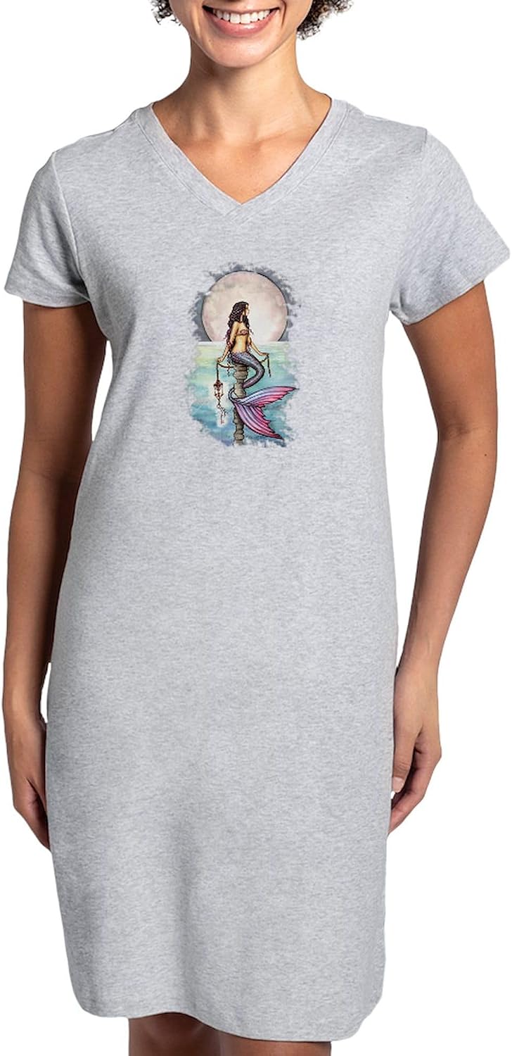 CafePress Enchanted Sea Mermaid Art By Molly Harrison Women Women's Nightshirt, Soft Long Pajama Shirt, Cotton PJs/Pyjamas