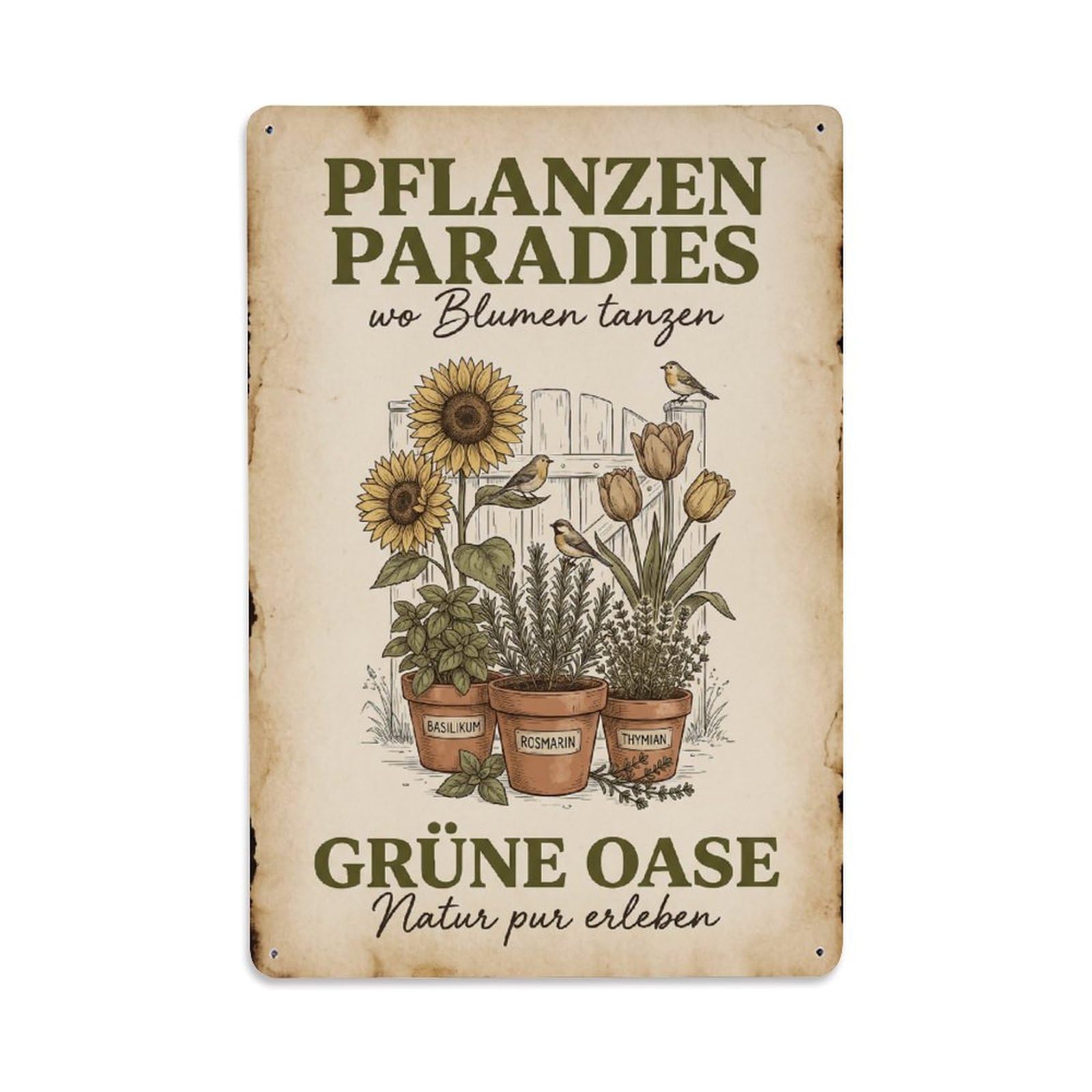 Vintage Funny Garden Paradise Dancing Countryside Metal Tin Sign Plaque Wall Decor for Cafe, Club Bar, Office, Garden Metal Poster 8x12Inch