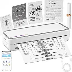 Impressora Portatil A4, 110-220V Impressora Termica A4, Impressora Térmica Portátil com 20 Folhas Papel, Impressoras Pequena Que Imprime com Clareza, 300DPI