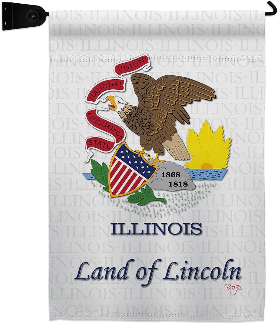 Illinois Burlap Garden Flag Americana States USA American Territories Republic Country Particular Area Small Decorative Gift Yard House Banner Double-Sided Made In 13 X 18.5