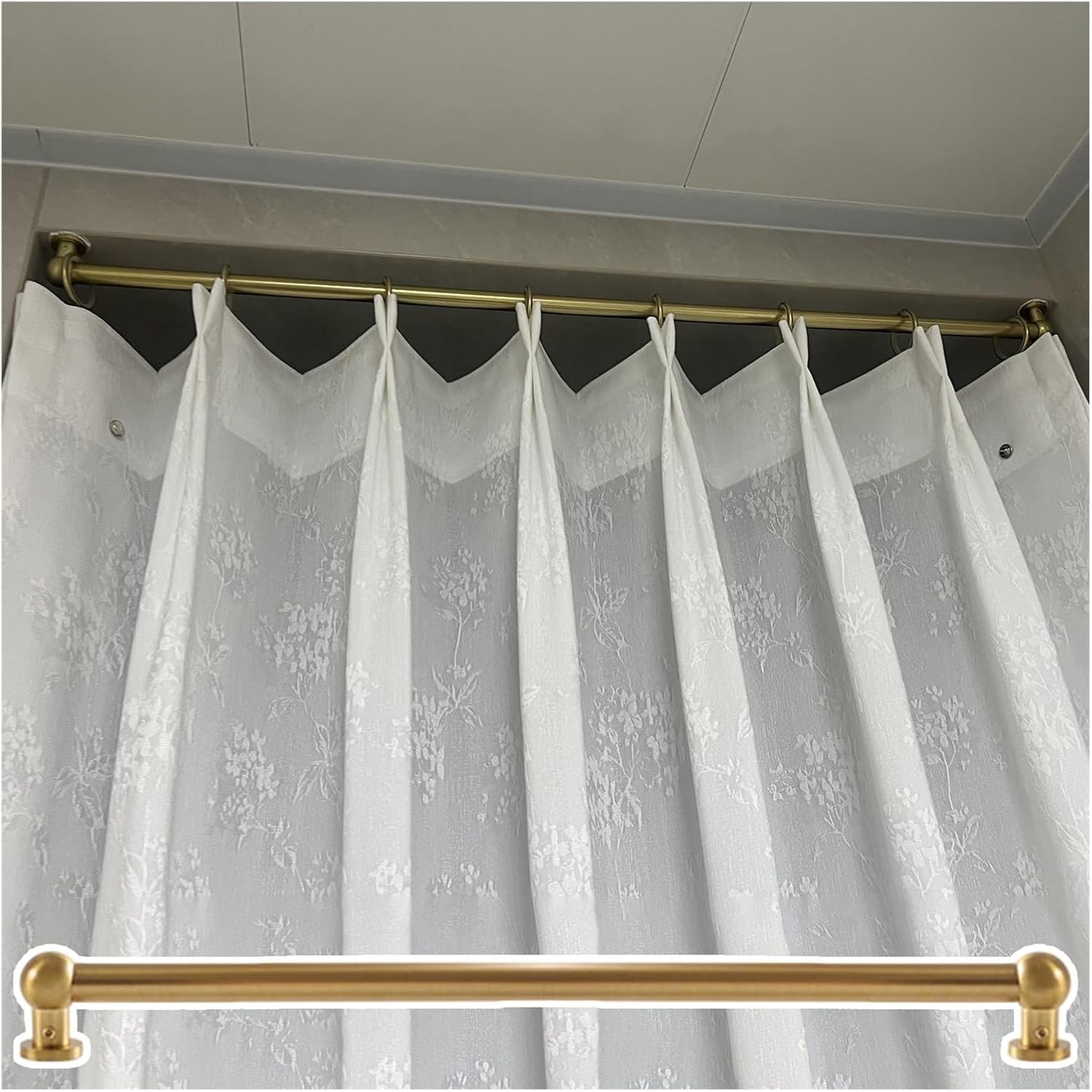 French Door Curtain Rod, 6 5 4 3 2 FT Customizable Small Narrow Curtain for Small Window Single Panel Thin Rod, Screw-Mounted(140cm (4.6ft))