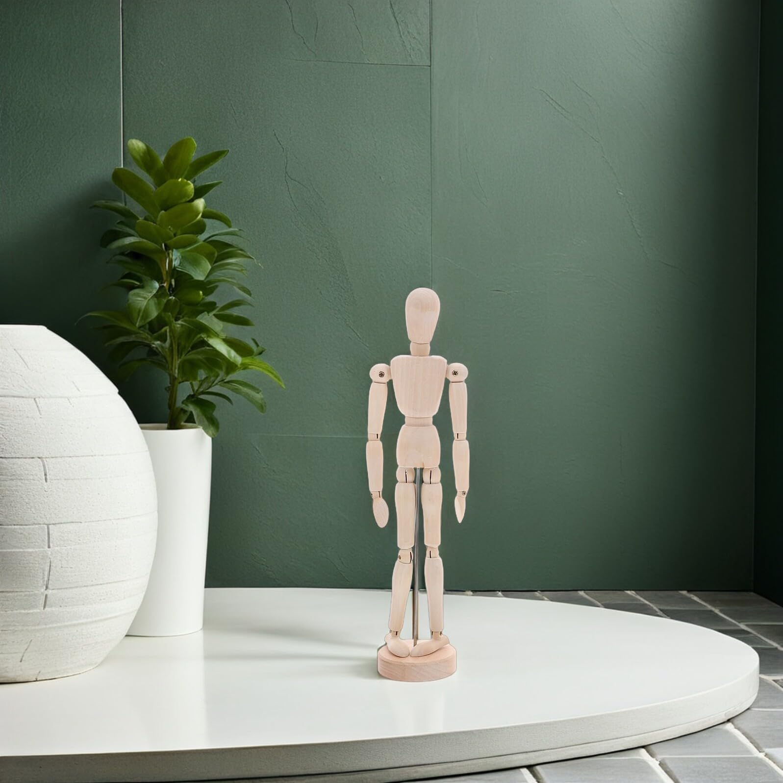 Ensemble 5 Mannequins Articulés en Bois avec Support Stable Modèles de Corps Humain Flexibles pour Dessin de Nu Figurines Artistiques en Pose pour Croquis et Décoration