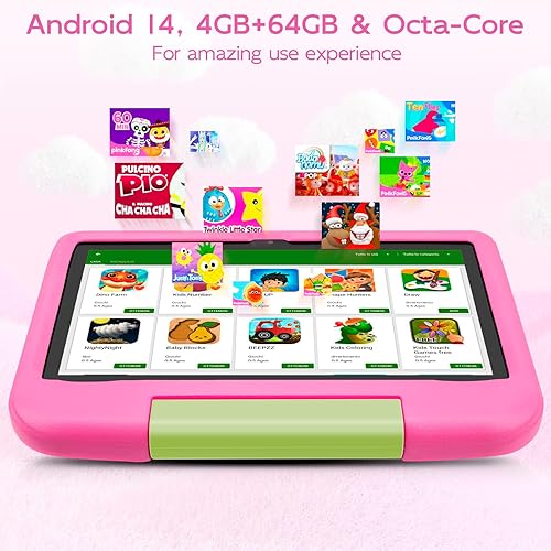 Miniatura 4 de Tableta para niños, tableta Android 14 de 10.1 pulgadas para niños, Octa-Core, 8 (4+4) GB de RAM 64 GB ROM expandible, IPS HD 1280 x 800, WiFi 6,