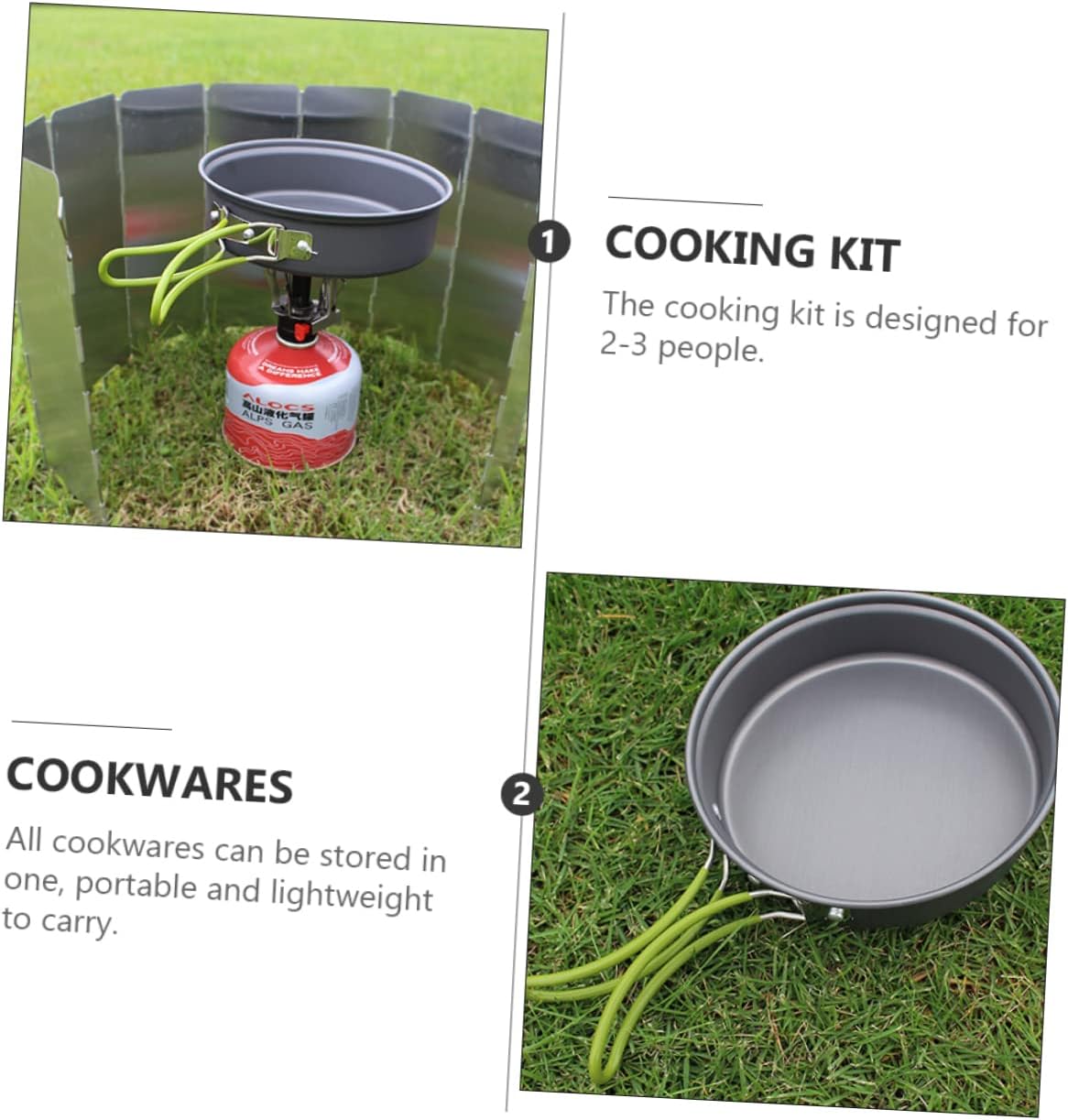 1Set Camping Cookware Set Outdoor Cooker Kit for Picnic BBQ Non Stick Insulated Handle Lightweight Durable Cooking Pots Frying Pan for Camping