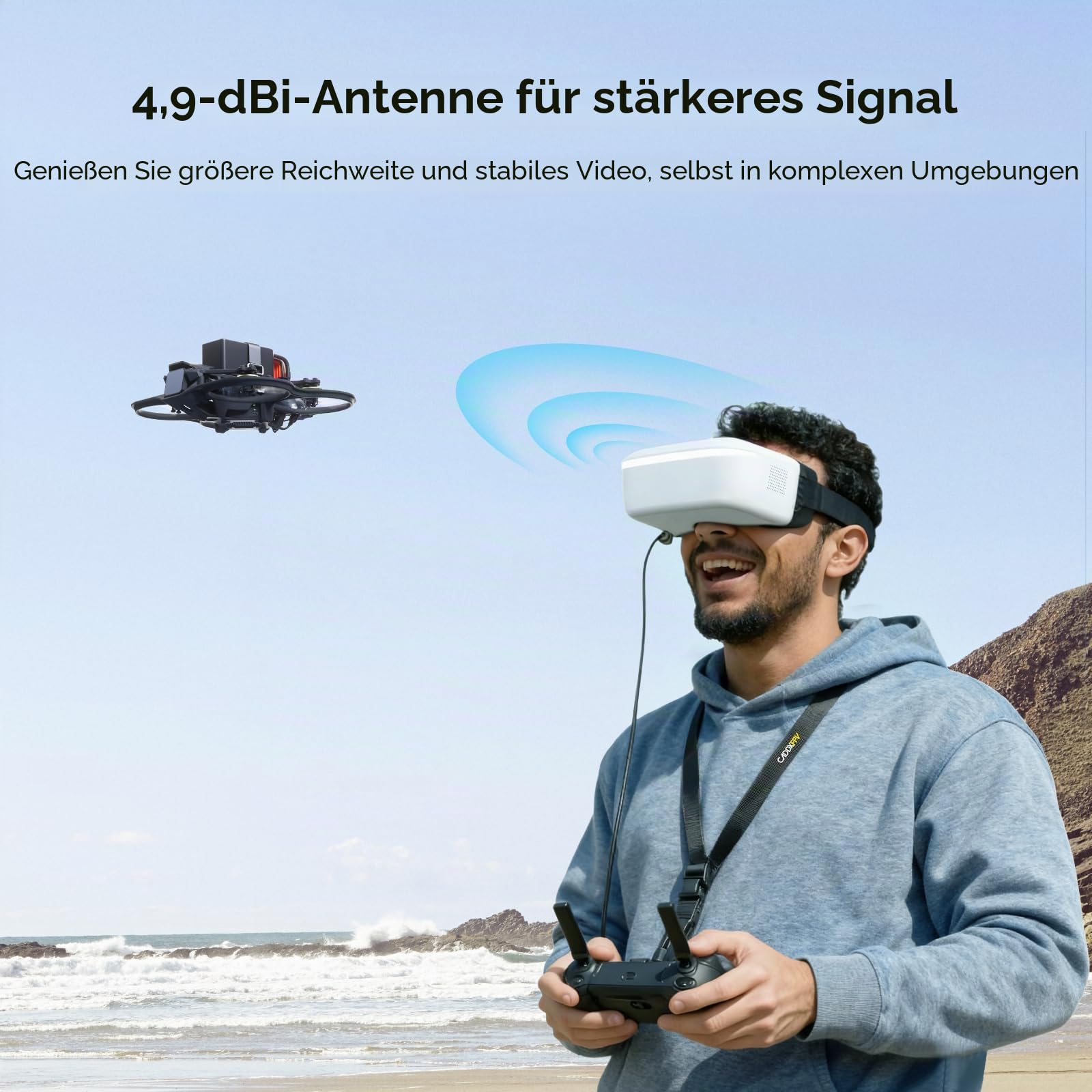 CADDXFPV Walksnail Avatar HD FPV-Brille - 1080P 4,5 Zoll Bildschirm, Kopfverfolgung, PPM-Signal & Micro SD Slot, kompatibel mit allen Walksnail VTX Kits