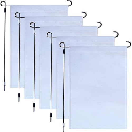 5 Pcs Sublimation Blank Garden Flags 100% Polyester 3 Layer Double-Sided Ready for Printing Garden or Lawn Banner | 12x18in DIY Vinyl or Dye Sublimation Blank Flags Pack of 5