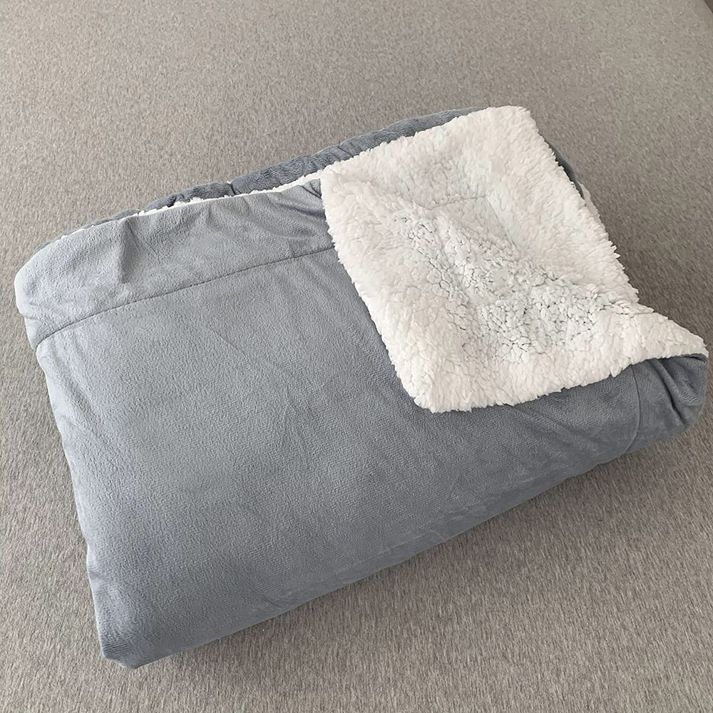 Qomfy Sherpa Teddy Lush [D] Super Soft Blanket Faux Fur Shaggy with Crystal Fleece at back Cosy Fuzzy Throws Warm Solid for Sofa Couch & Bed Décor Double ply Reversible (Double 200x150cm, Grey)