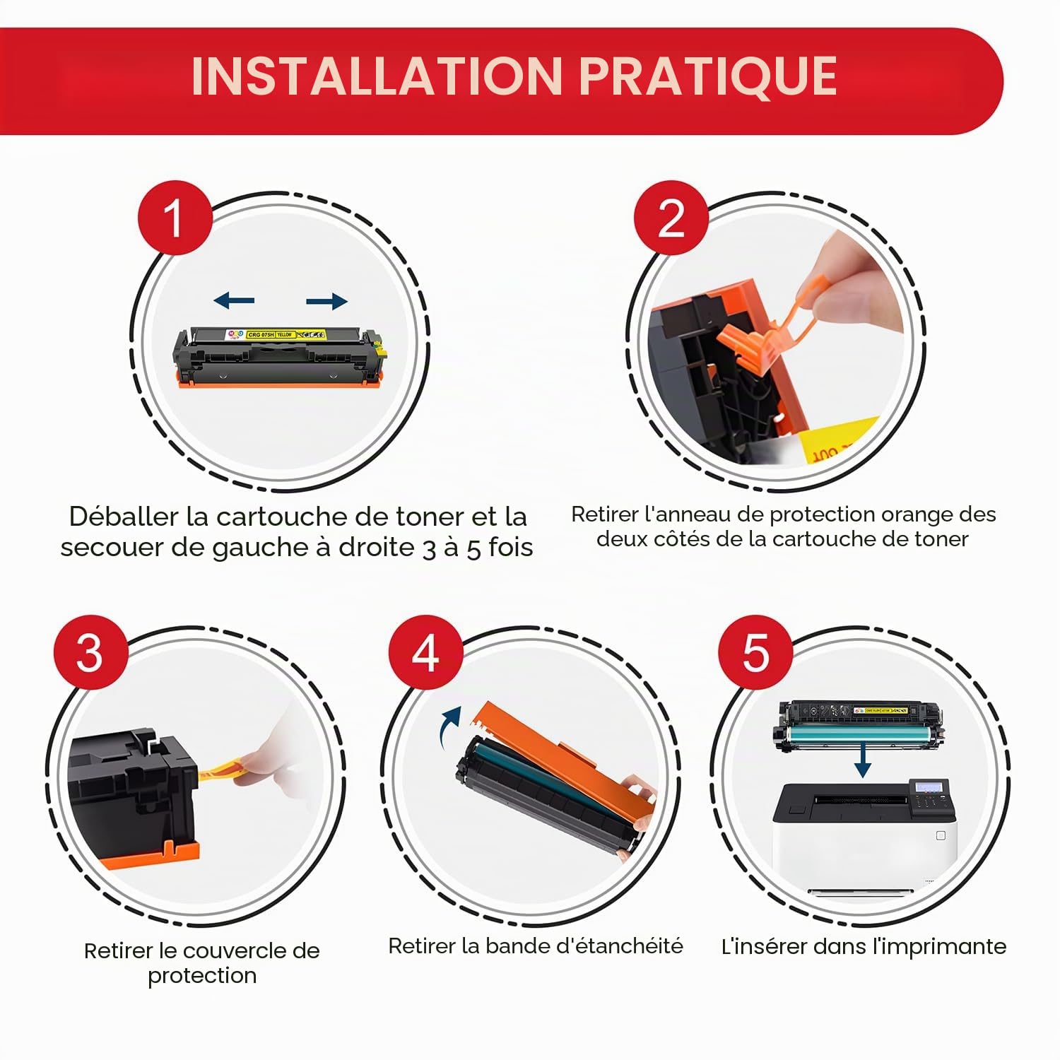 075H CRG075H, Lot de 4 Cartouches de Toner Haute capacité, compatibles avec Les imprimantes Canon des séries ImageCLASS MF662Cdw MF663Cdw MF665Cdw LBP646Cdw LBP647Cdw(Noir, Cyan, Jaune, Magenta)