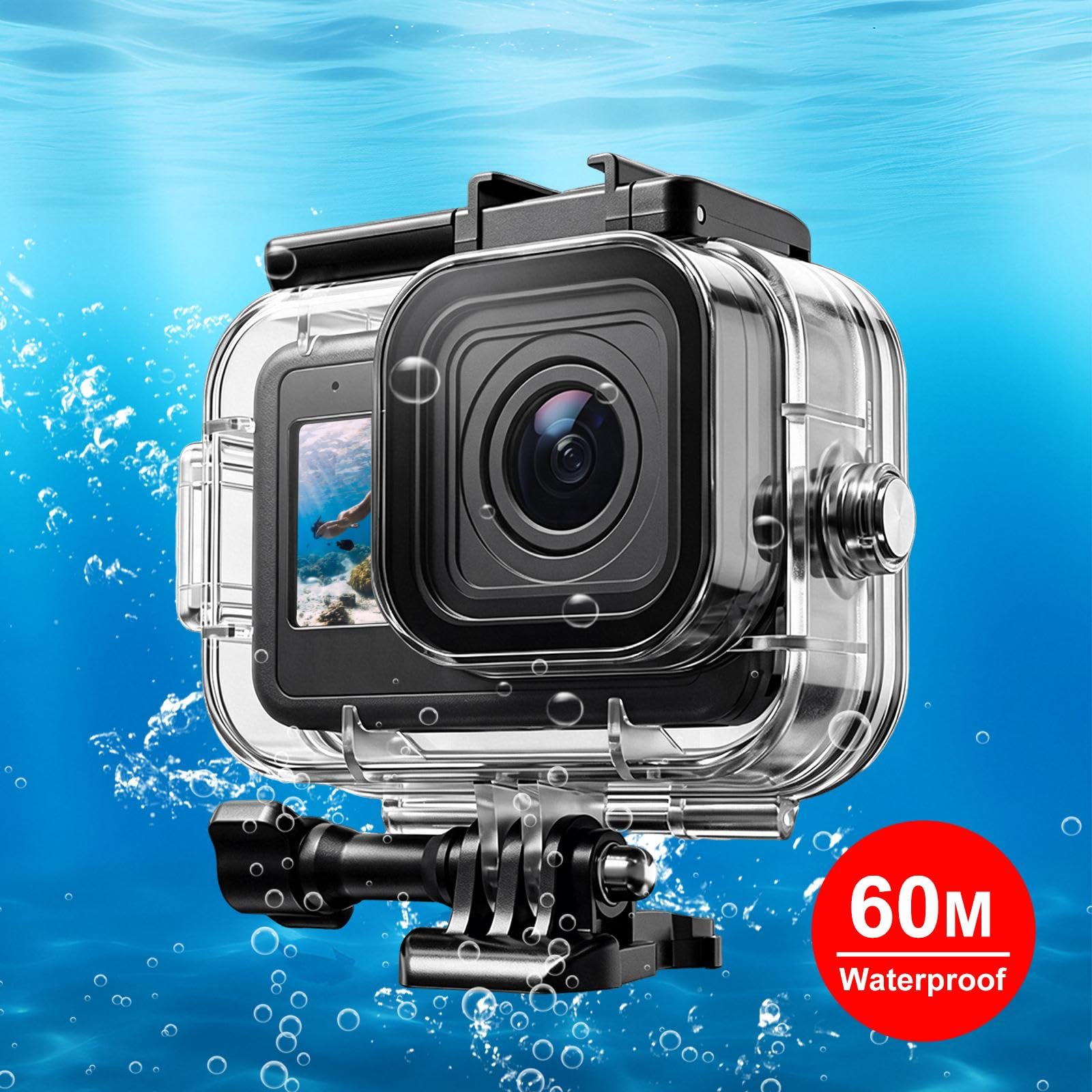 Funda de buceo para Go Pro Mission 1/1 PRO funda impermeable | Carcasa protectora subacuática de buceo profundo de 60 m para accesorios de cámara de acción