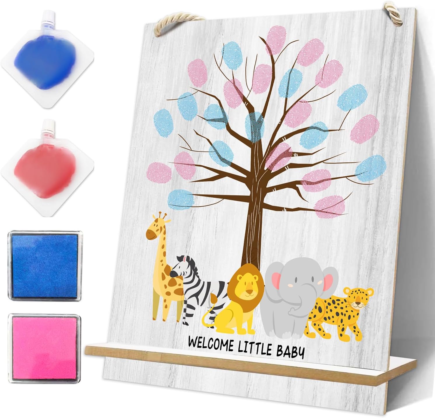 Género Reveal Grey Safari Animals Theme Boy or Girl Voting, Invitado Tablero de Huellas Dactilares del Tablero de Invitados Tablero de Votación de