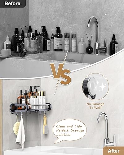 Miniatura 6 de JOTPE Organizador de ducha con ventosa, estante de ducha para duchas interiores, almacenamiento en el hogar y la cocina, organizador de baño