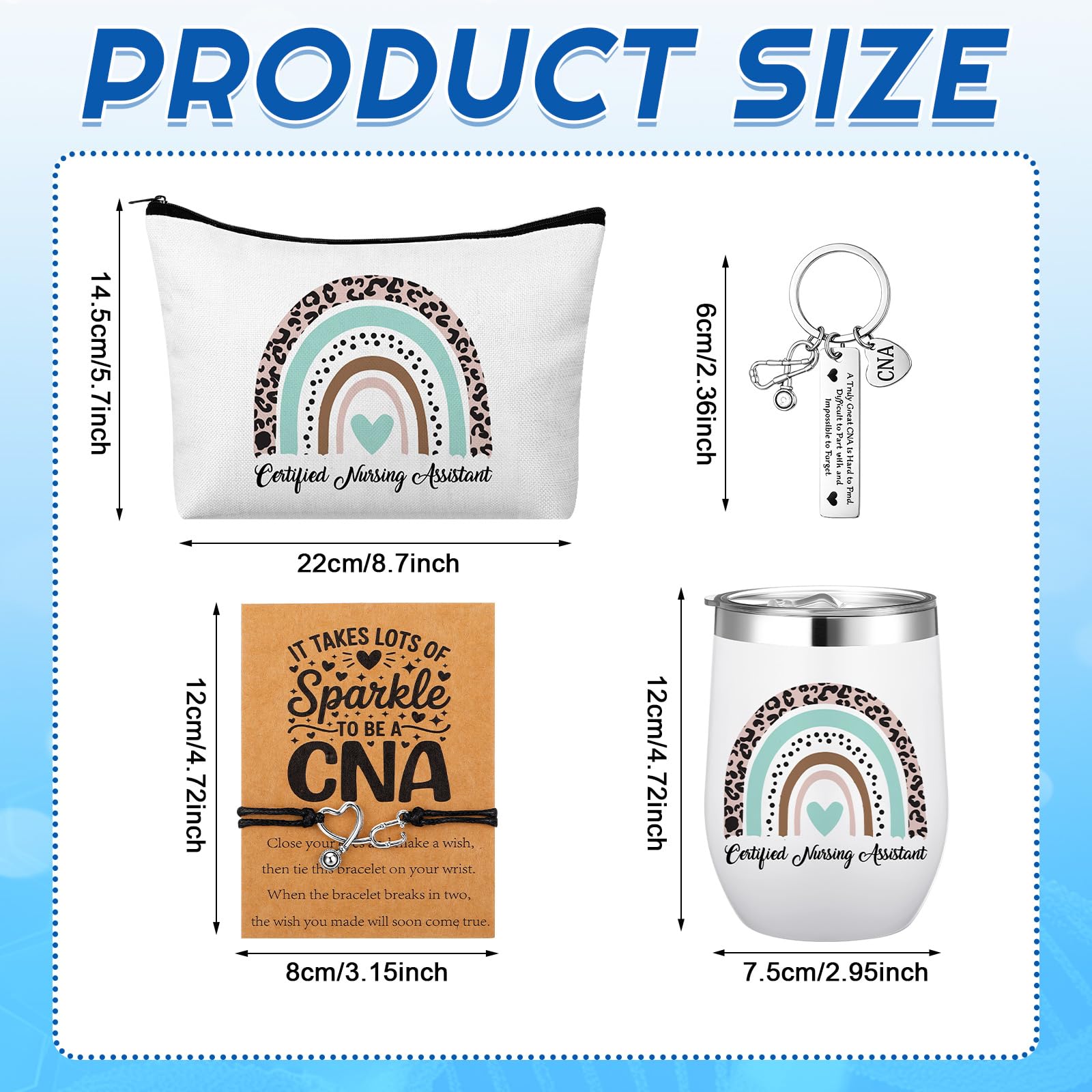 Maxcheck 16 Pcs Cna Week Gifts Set Include Tumbler Cosmetic Bag Keychain Bracelets and Cards for Cna Rn Nursing Student Graduation Office Essentials Nurse Week Appreciation Gift