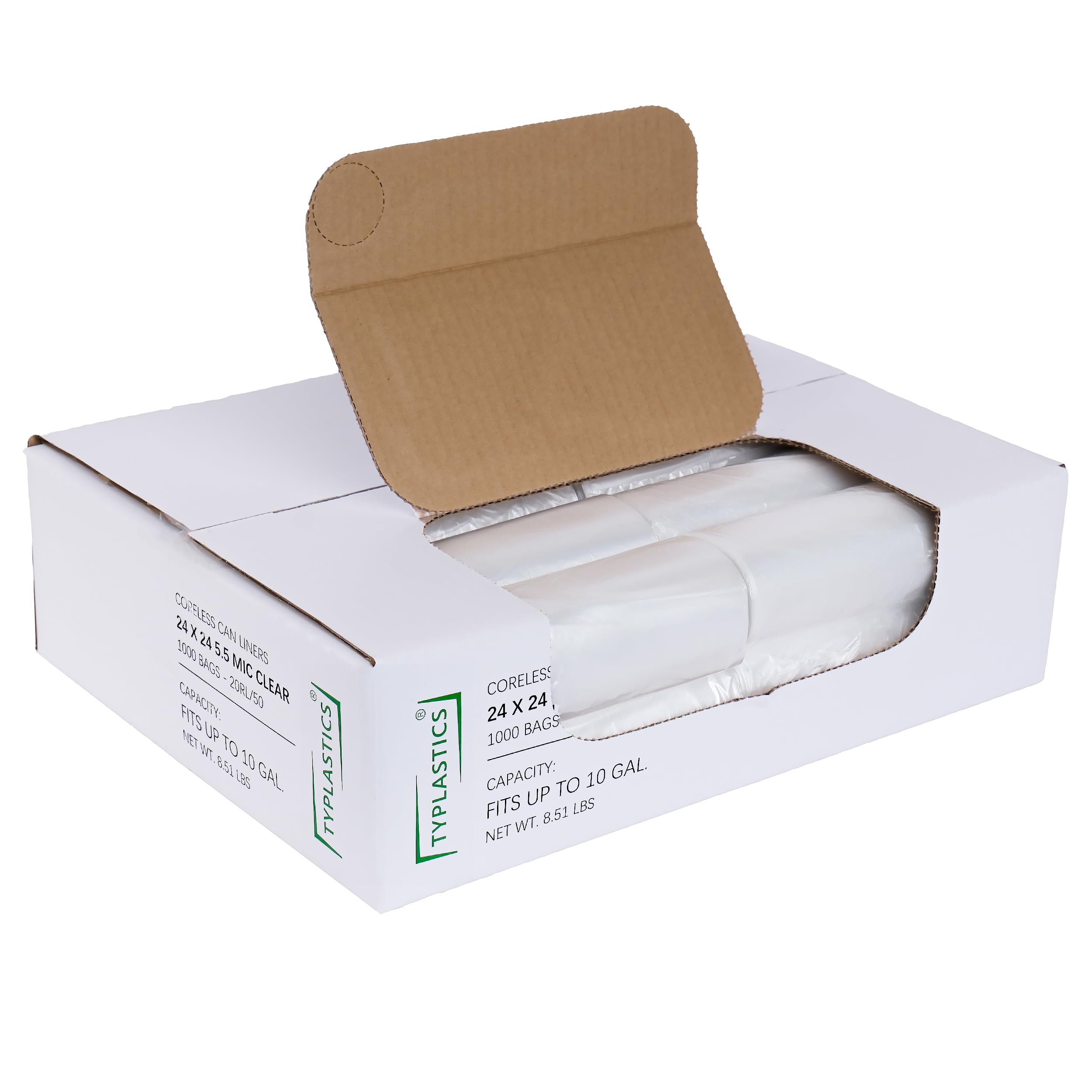 Photo 1 of *** missing some *** TYPLASTICS Trash Can Liners - Wholesale 1000 Count 7-10 Gallon Trash Bags on Perforated Roll Small Garbage Bags for Light Office Trash Bathrooms Hotels Recycling Commerical and Industrial 24" x 24"