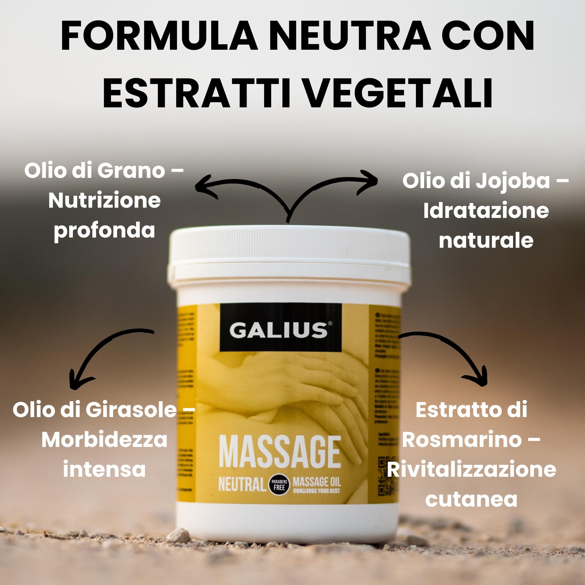 Galius - Olio Sólido Neutro - Olio Essenziale per Massaggi - Oli Essenziali di Lunga Durata e Stendibilità - Olio Corpo Antimacchia per Professionisti e Atleti