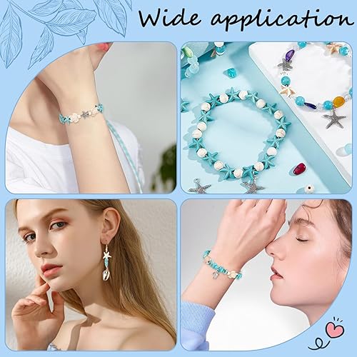 Miniatura 5 de SUNNYCLUE 1 caja de 200 cuentas de tortuga con cuentas de estrella de mar a granel azul blanco sintético turquesa mar océano animal cuentas tortuga