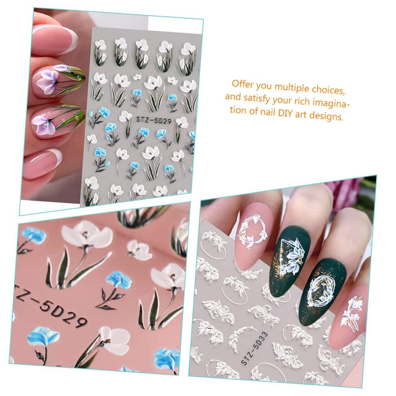 Healeved 24fogli Adesivi Per Unghie Design Decalcomanie Per Nail Art Adatti Per e Ragazze Decorazione Unghie e