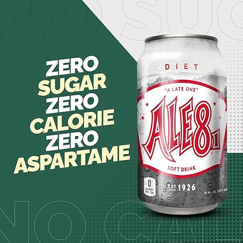 Miniatura 2 de Ale 8 One Ginger Ale Soda con un toque de cafeína y un toque de cítricos, sabor original, cero azúcar, paquete de 12, caja de latas de 12 onzas,