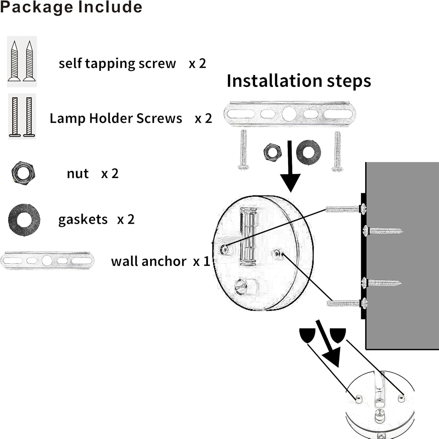 Wall Mounted Bedside Lamps with USB and 2 Pin Socket,Bedroom Sconces Set of 2 Cord and Switch,Dimmable Swing Arm Wall Sconce with White Linen Fabric Shade(E26/E27 Bulbs Not Included)
