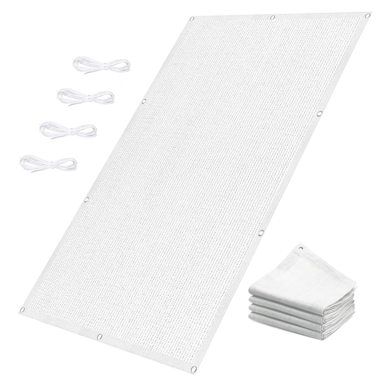 Filet d'ombrage 1.2x7m blanc respirant contre la chaleur sur le balcon