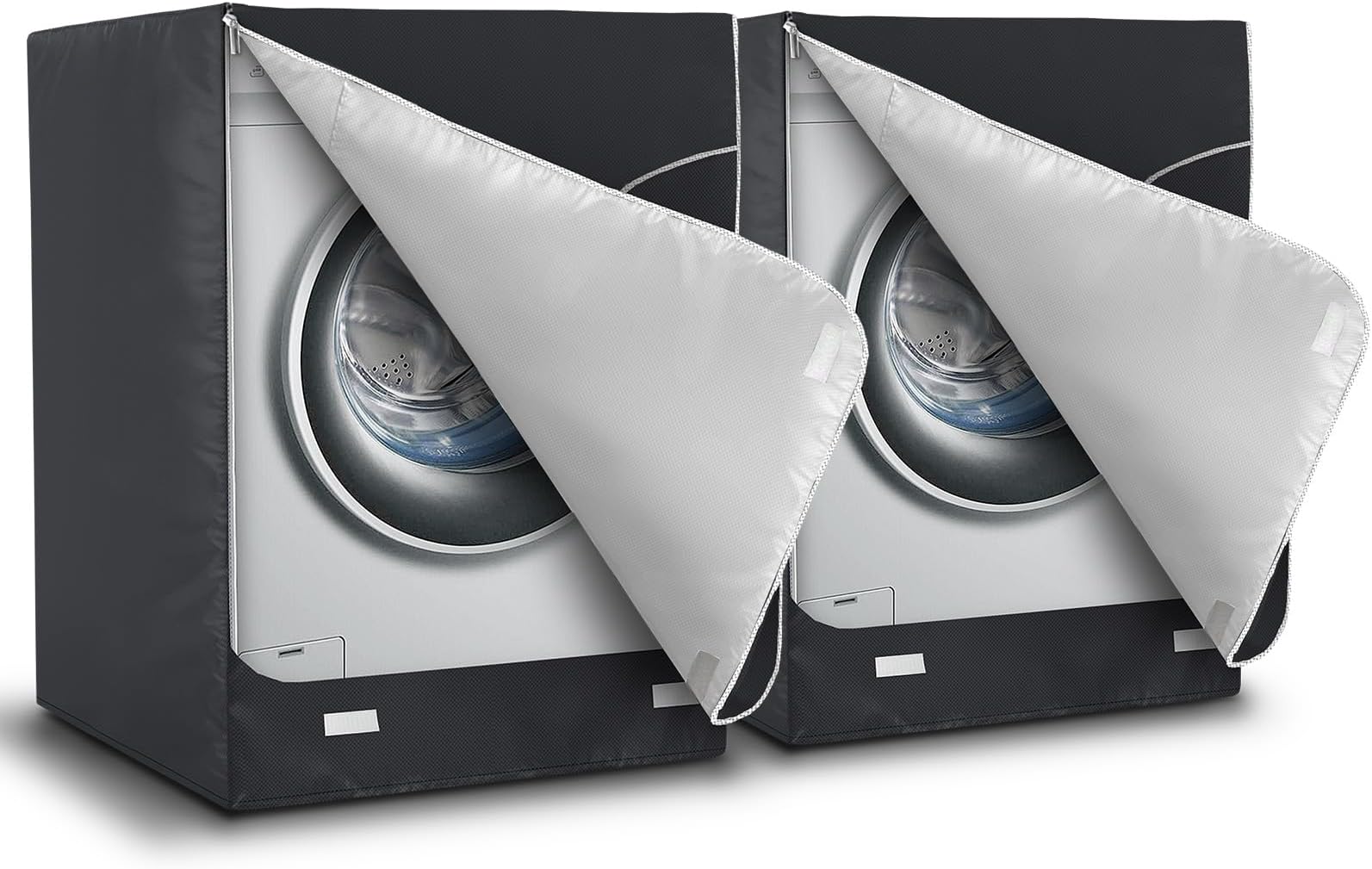 AKEfit 2 Pack Washer Dryer Cover, Washing Machine Cover Waterproof, Dustproof and Anti-UV, Heavy Duty Oxford Washer Covers for Outside , 27"W x 33"D x 39"H -Black