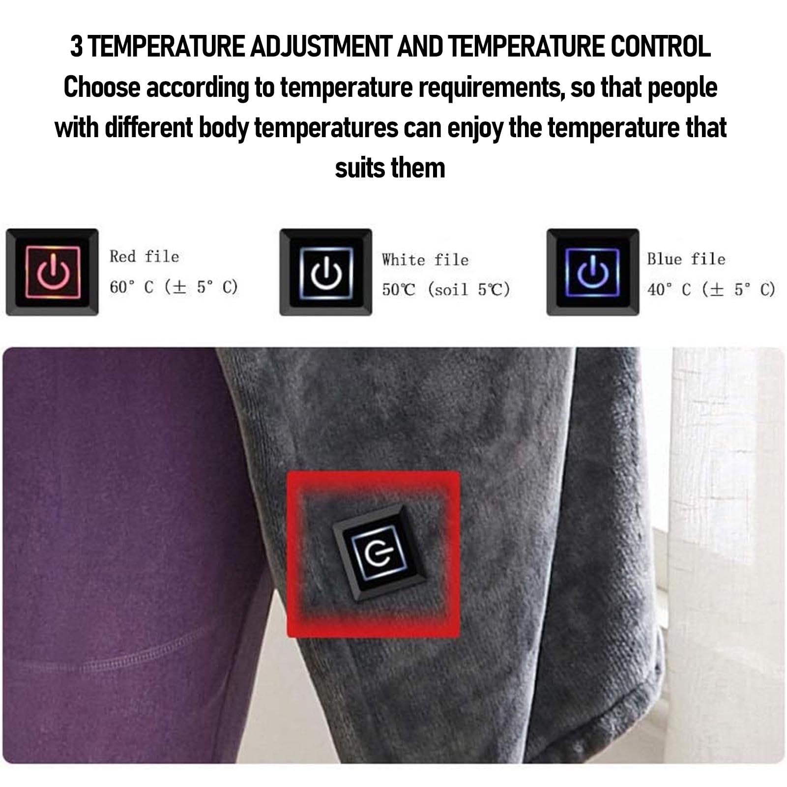 Coperta Elettrica Riscaldante Scialle Indossabile in Pile con