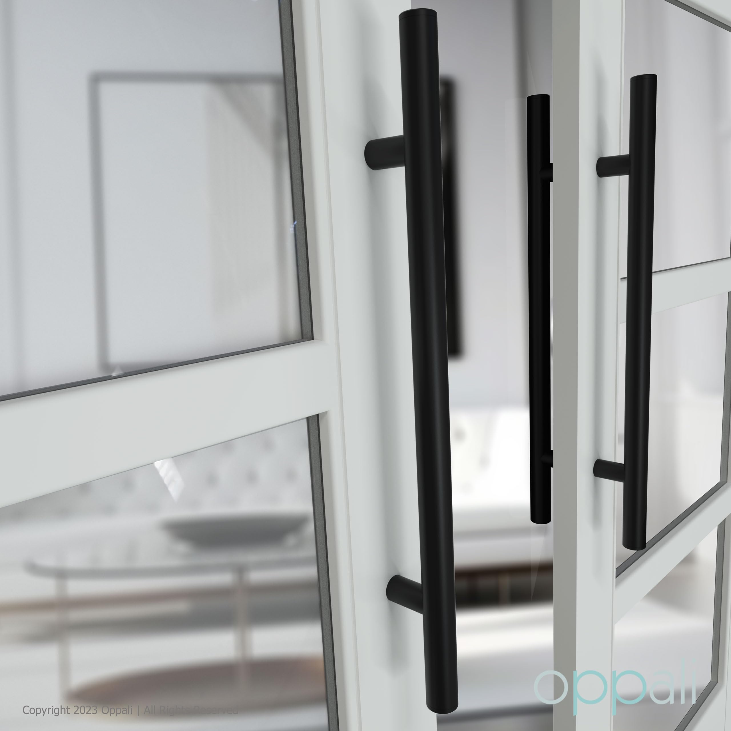 Schwarz Rostfreier Stahl 304 Haustür-Beschlag Stoßgriffe Ziehgriff | Stangen-Griff Durchmesser 30mm | Runden T-Bar | 120cm Gesamtlänge | Loch-zu-Loch Abstand 100cm | Paar