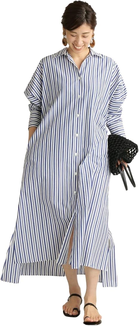 Amazon Co Jp ヴェルメイユ パー イエナ ブロードランダムストライプシャツワンピース フリー ブルー 服 ファッション小物