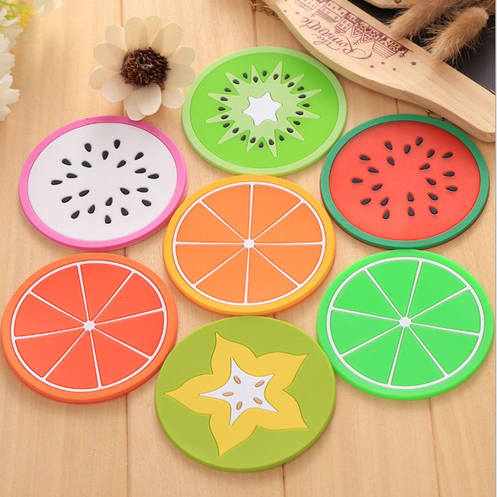 5 x Brand New Allbusky Colorful Silicone Coasters Cup Placemat Mat Fru