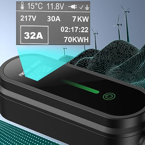 Miniatura 6 de Simmpatuu Cargador EV de nivel 2, cargador portátil de vehículo eléctrico de 32 A 7 KW con cable de carga NEMA 14-50 enchufe, 8A10A13A16A32A