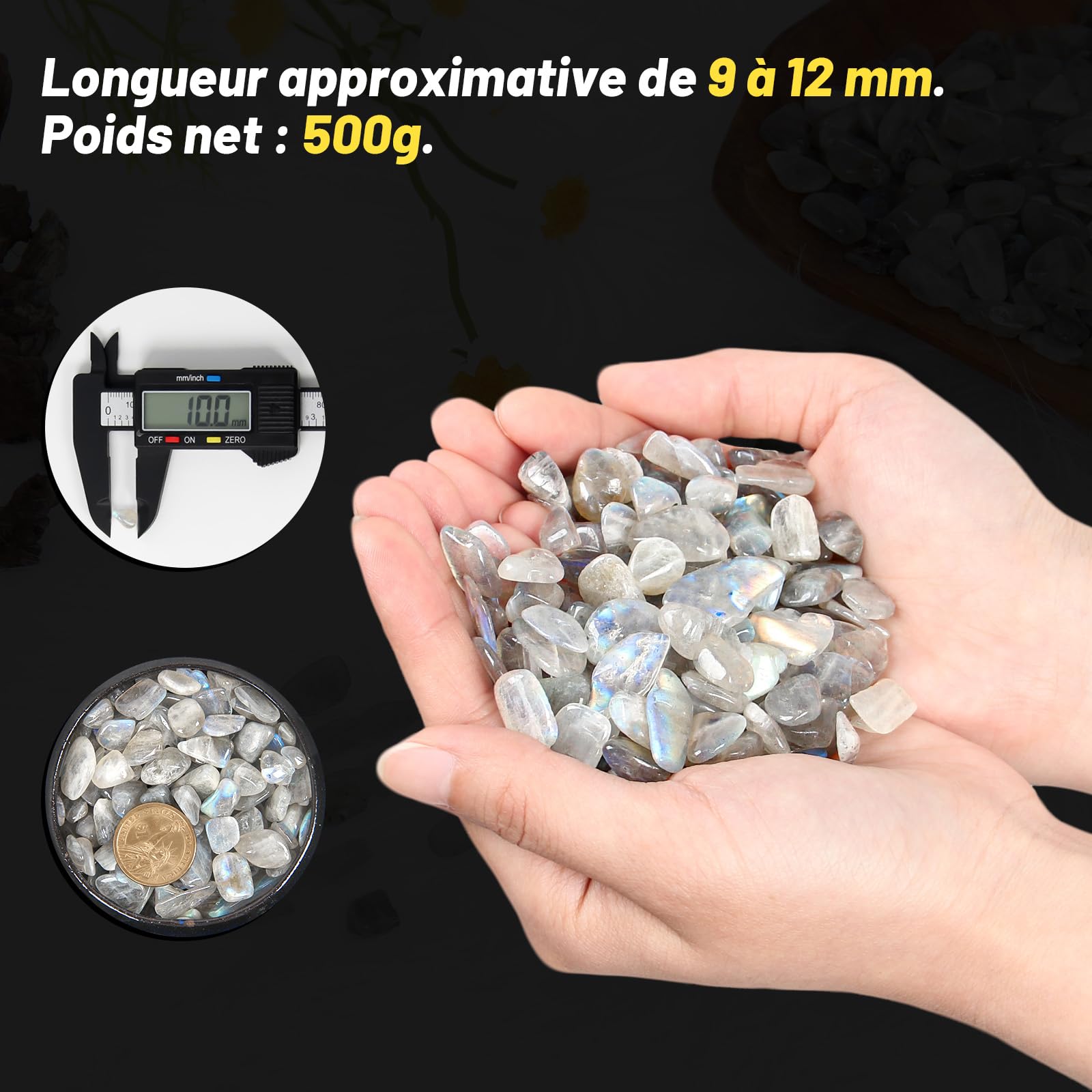 PH PandaHall 3 Pépites Labradorite Naturelle Brute 500g - Pierres Précieuses Pour Bijoux Et Décoration