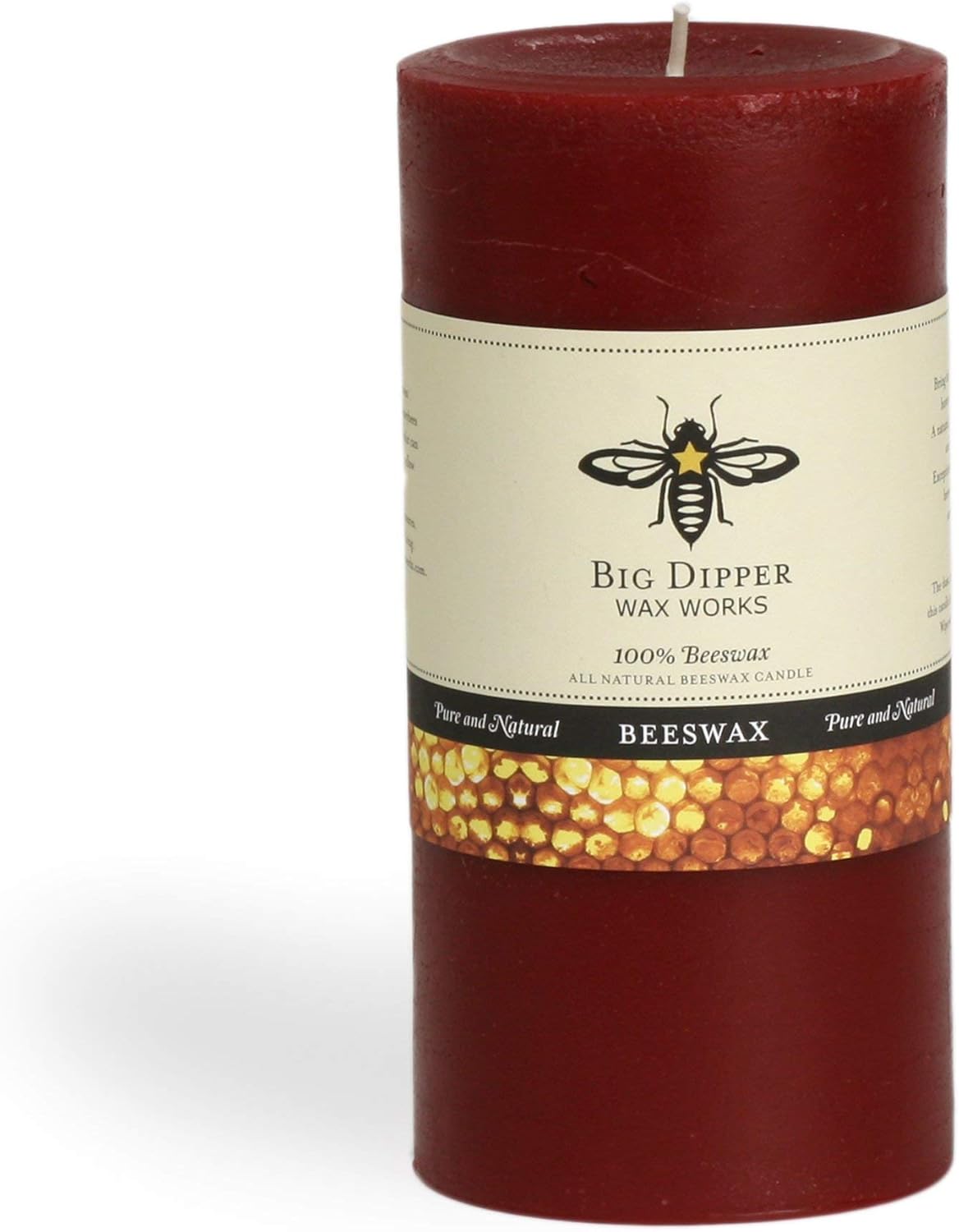 Big Dipper Wax Works 3` X 6` Beeswax Pillar Red, 1 EA