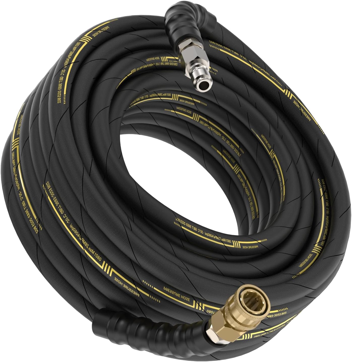 XENDY WASHER Pressure Washer Hose 50FT x 3/8” – High Tensile Wire Braided, 4060 PSI Heavy-Duty Power Washer Hose with Quick Connect Fittings, Non-Marking, Hot & Cold Water Compatible