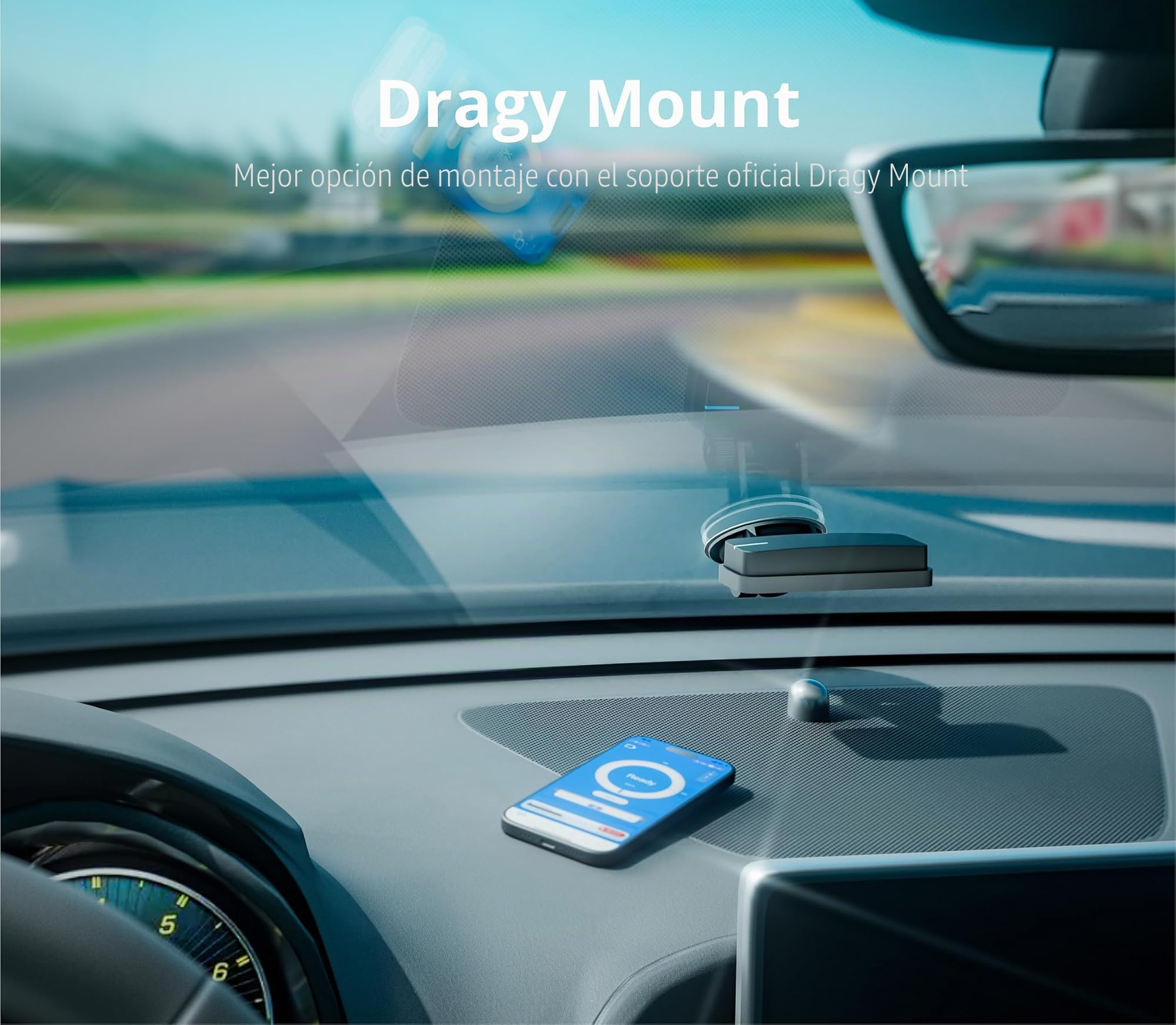 Dragy Oficial Mount, Soporte de Ventosa para Ventana Compatible con medidor de Rendimiento basado en GPS DRG69/70 Series