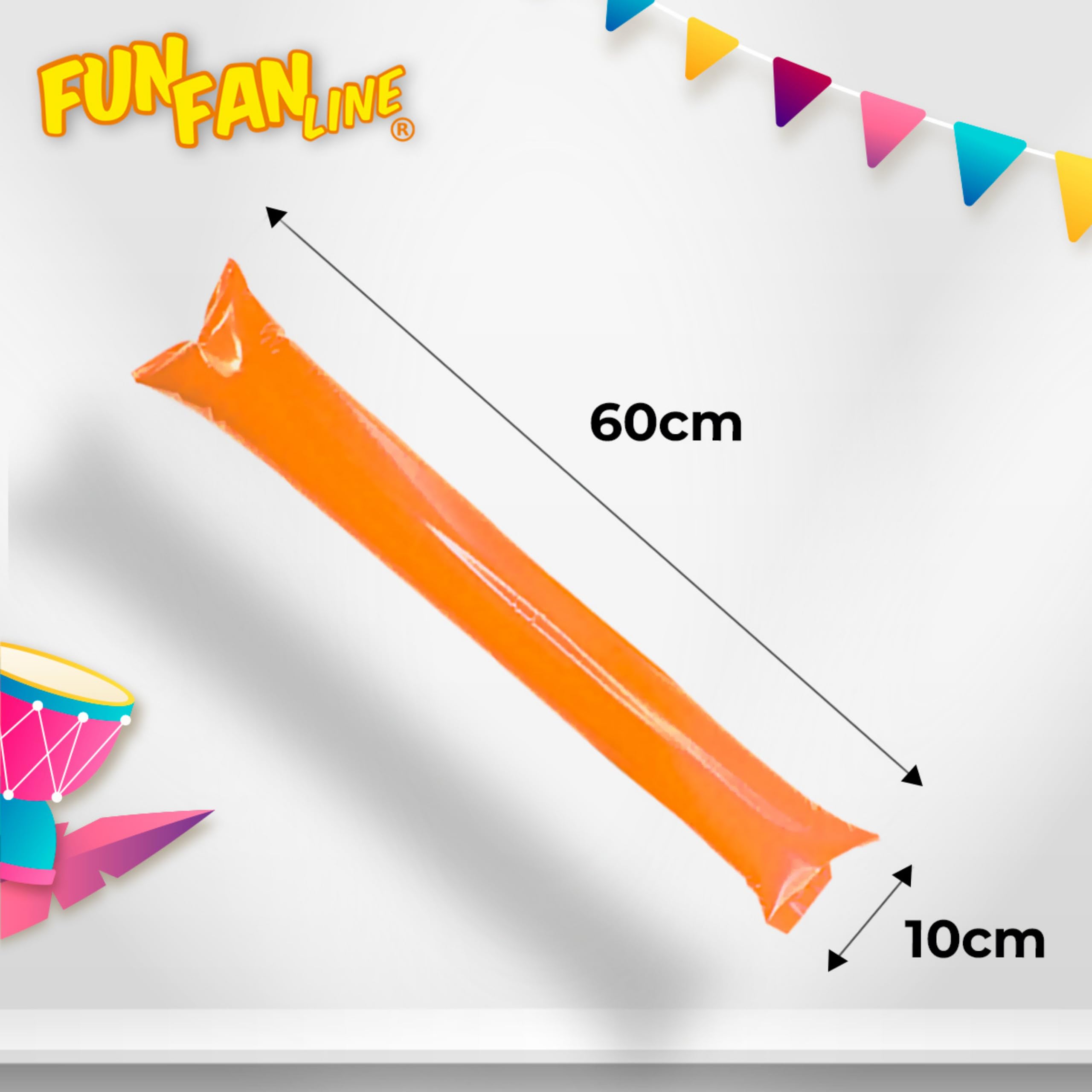 FUN FAN LINE Lot 100 Paires Bâtons de Frappe Gonflables Réutilisables. Bâtons de Fête ou d'Animation Bruyants pour Événements Sportifs et Célébrations. Cotillons et Accessoires d'Ambiance - 4