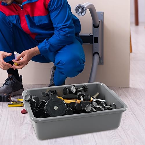 Miniatura 6 de Caja de autobús comercial de 8 L, paquete de 5 unidades, pequeña bañera de autobús de lavado, color gris