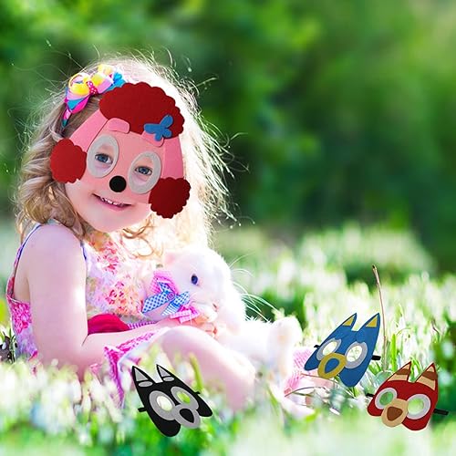 Miniatura 5 de YALARY Paquete de 21 máscaras de fieltro para perros cachorros, regalos de fiesta para niños, suministros de fiesta de cumpleaños temáticos de