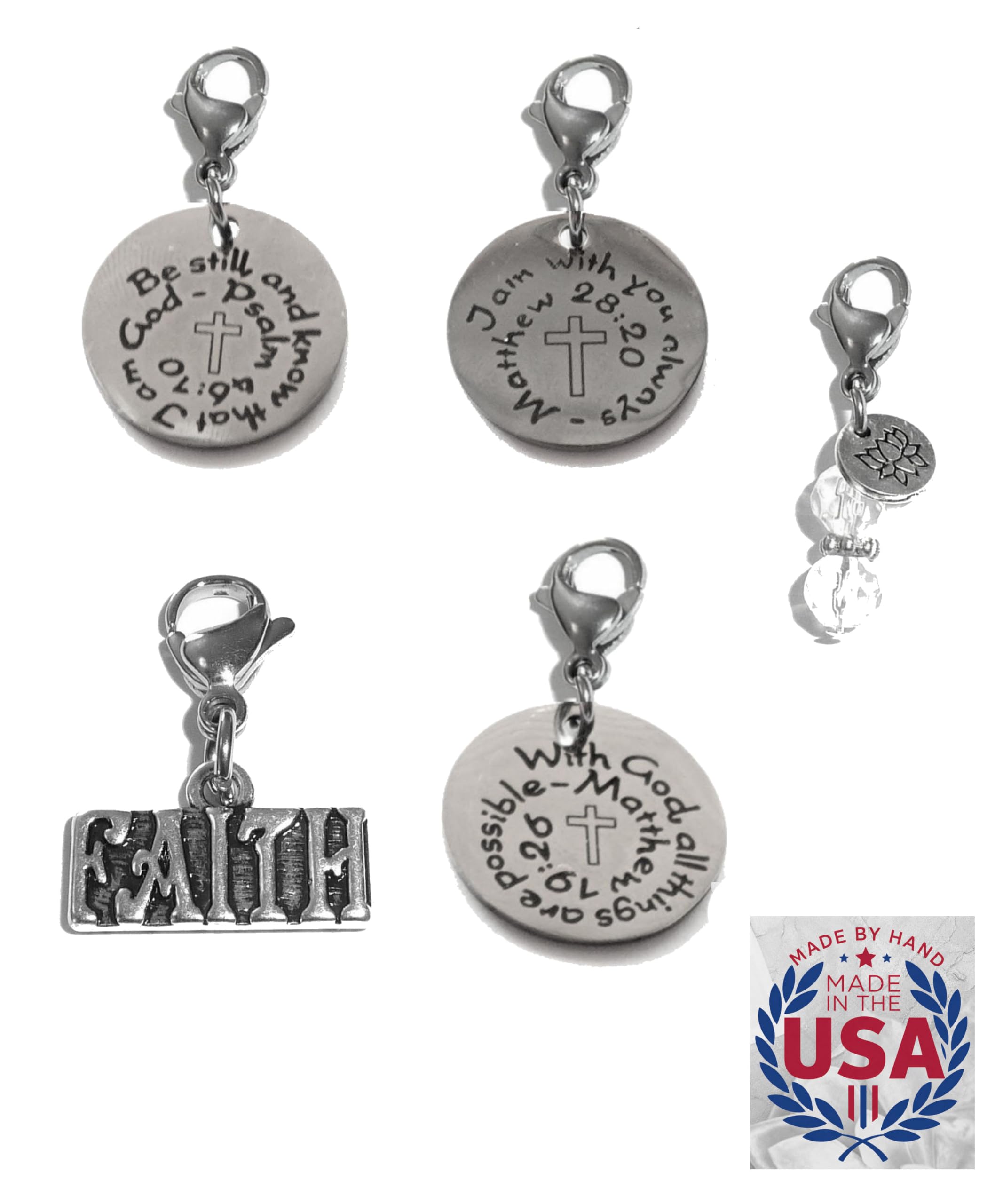 Hidden Hollow Beads 4 Clip On Charms for Purse, Handbag, Keychain, Zipper Pull, Backpack, Jewelry Accessory, USA