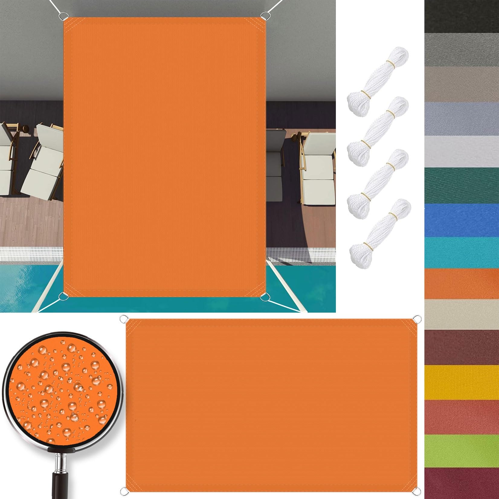 Voile d'ombrage imperméable 2x7m | Protection solaire et coupe-vent extérieur