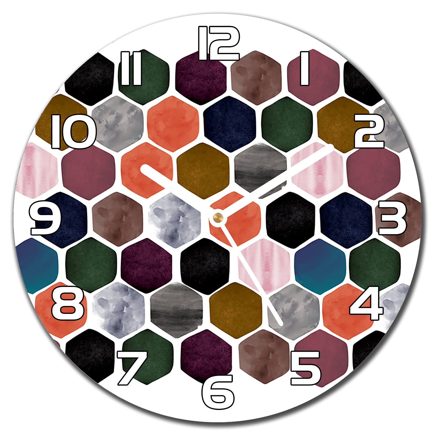 Horloge en verre de cuisine au design hexagone de nid d'abeille pour une décoration moderne
