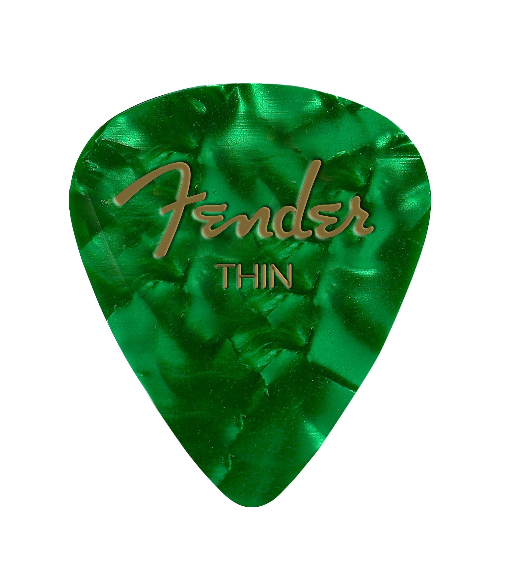 Fender Premium Celluloid Guitar Picks 351 Shape, Green Moto, Thin, 12-Pack
