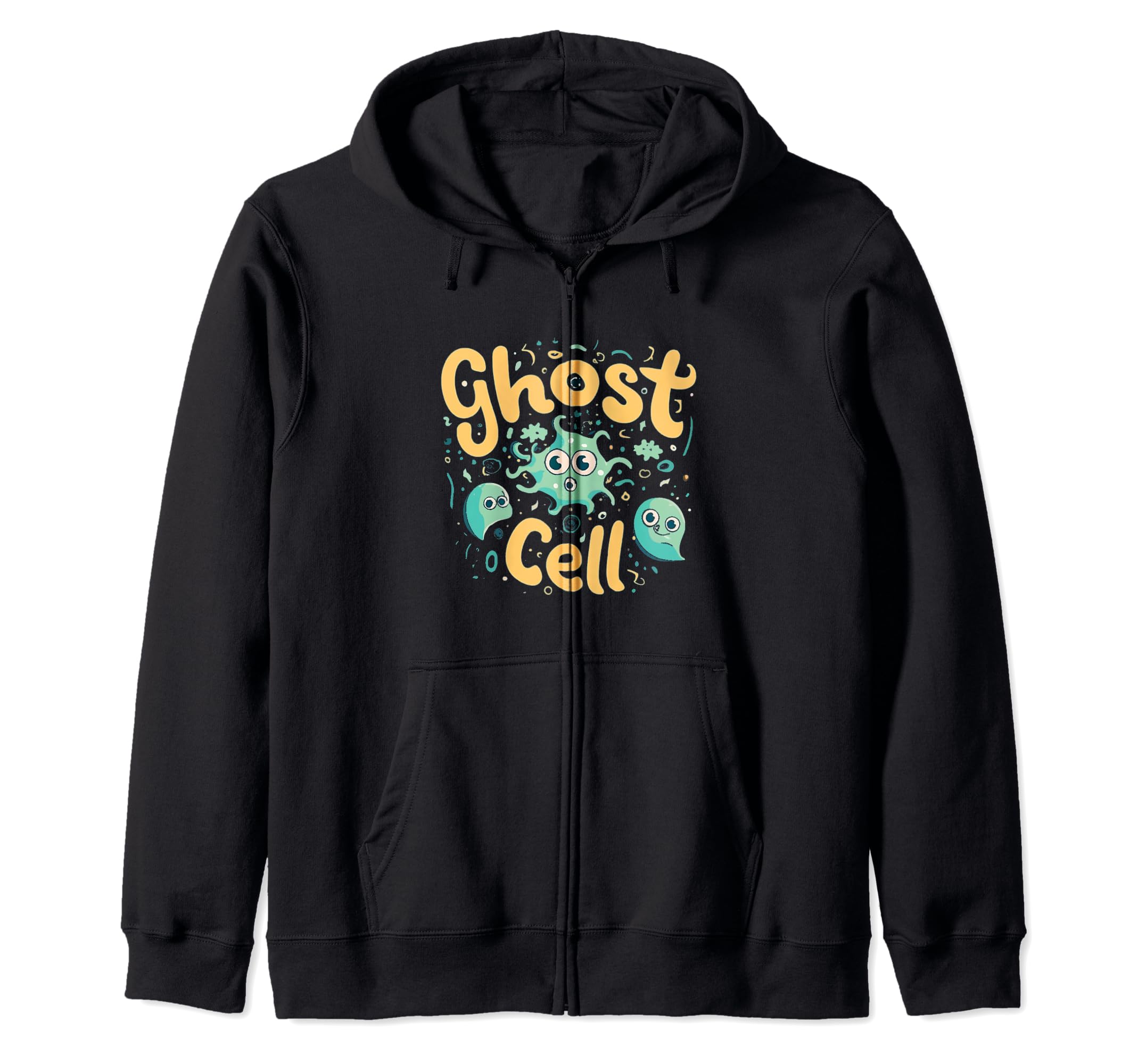 Ghost Cell Biology Funny Science Halloween Graphic Zip Hoodie