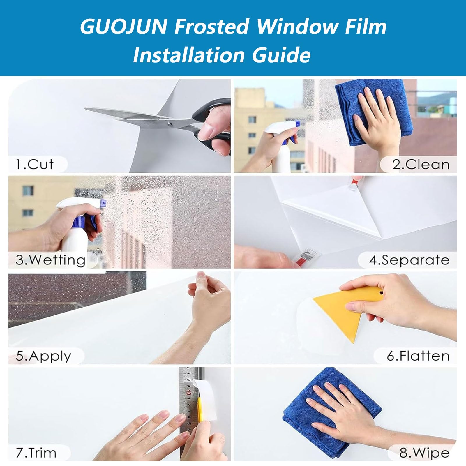 Film Electrostatique Vitre 95 x 140 cm Sticker Electrostatique Vitre Dépoli Anti UV Film Fenêtre Anti Regard Dépoli pour Bureau Chambre Cuisine, Blanc Mat