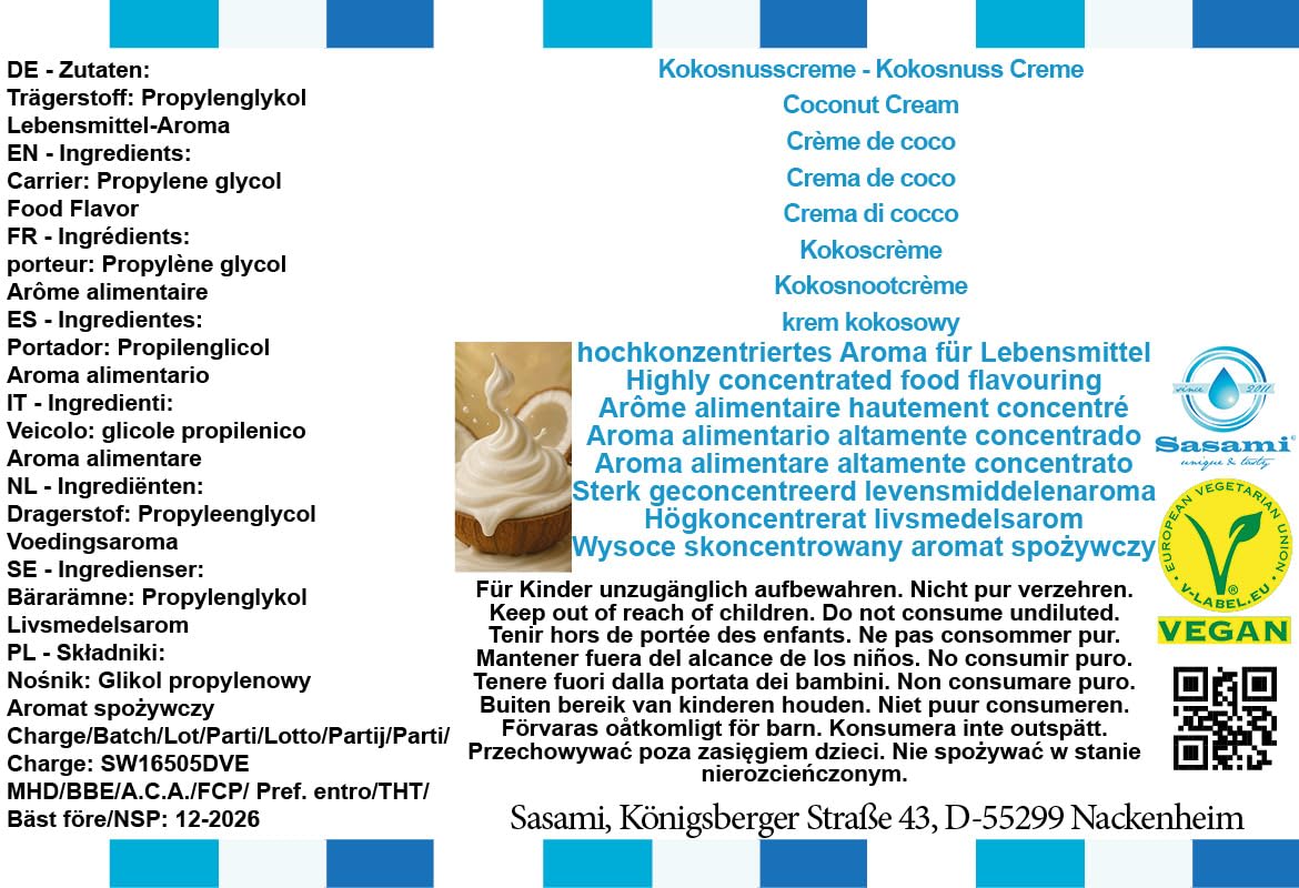 Coconut Cream - Coconut Cream Flavor Concentrate - Vegan - Sasami - 10ml — view 4